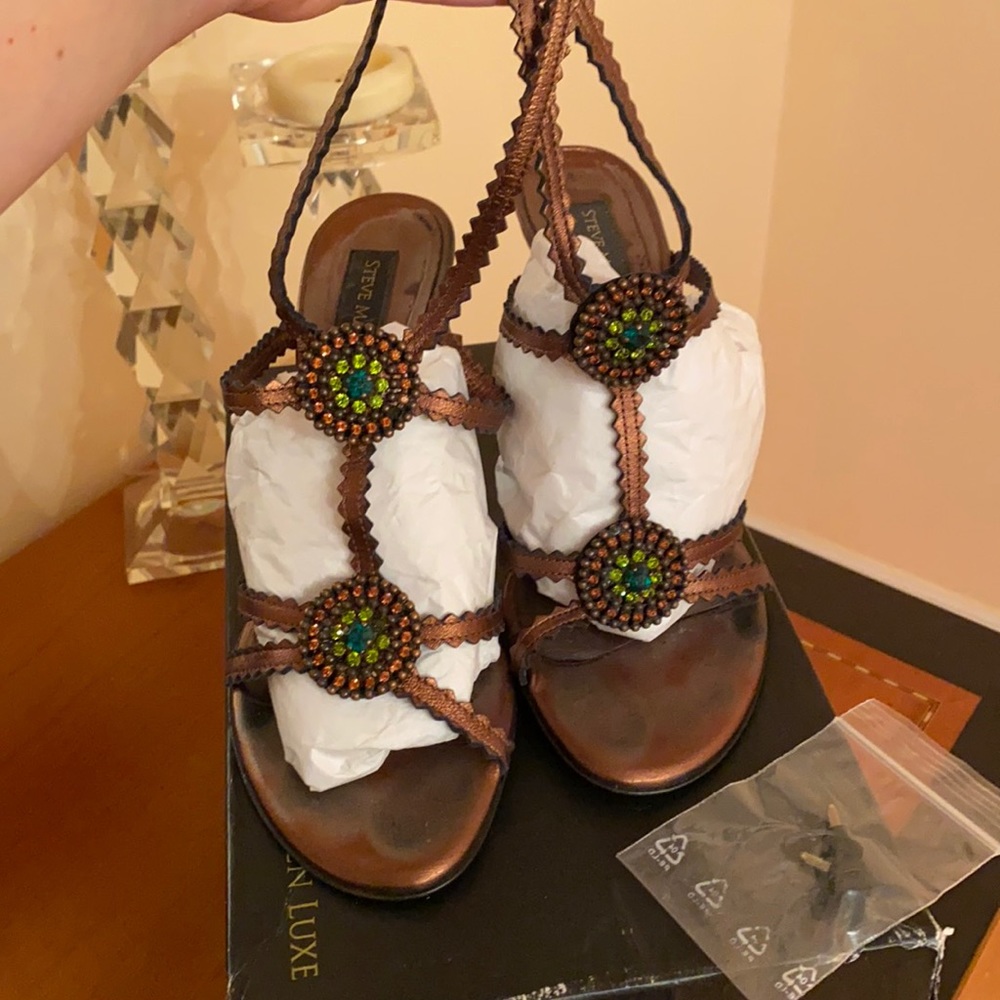 Steve Madden Luxe strapping rhinestone heels